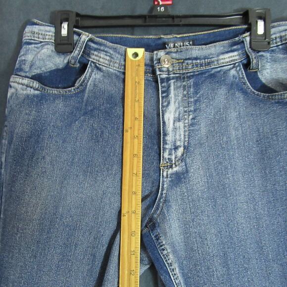 Venus Jeans Womens Size 12 L Blue Bootcut Denim Stretch Dark Wash Mid Rise Moto - Picture 6 of 9